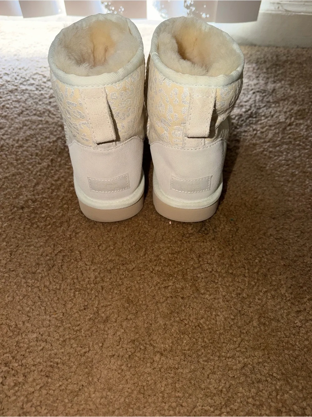 Women’s UGG Cozy Cream Cheetah Print Shearling-Lined Short Boots